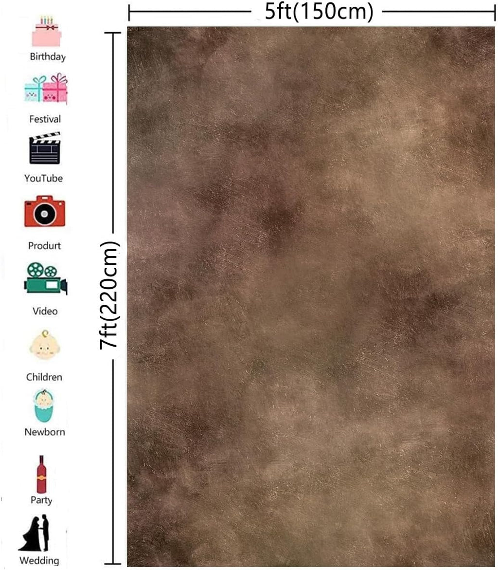 5x7ft Dark Brown Abstract Photography Backdrops Mottled Portrait Photo Background for Studio Prop Newborn Backdrop