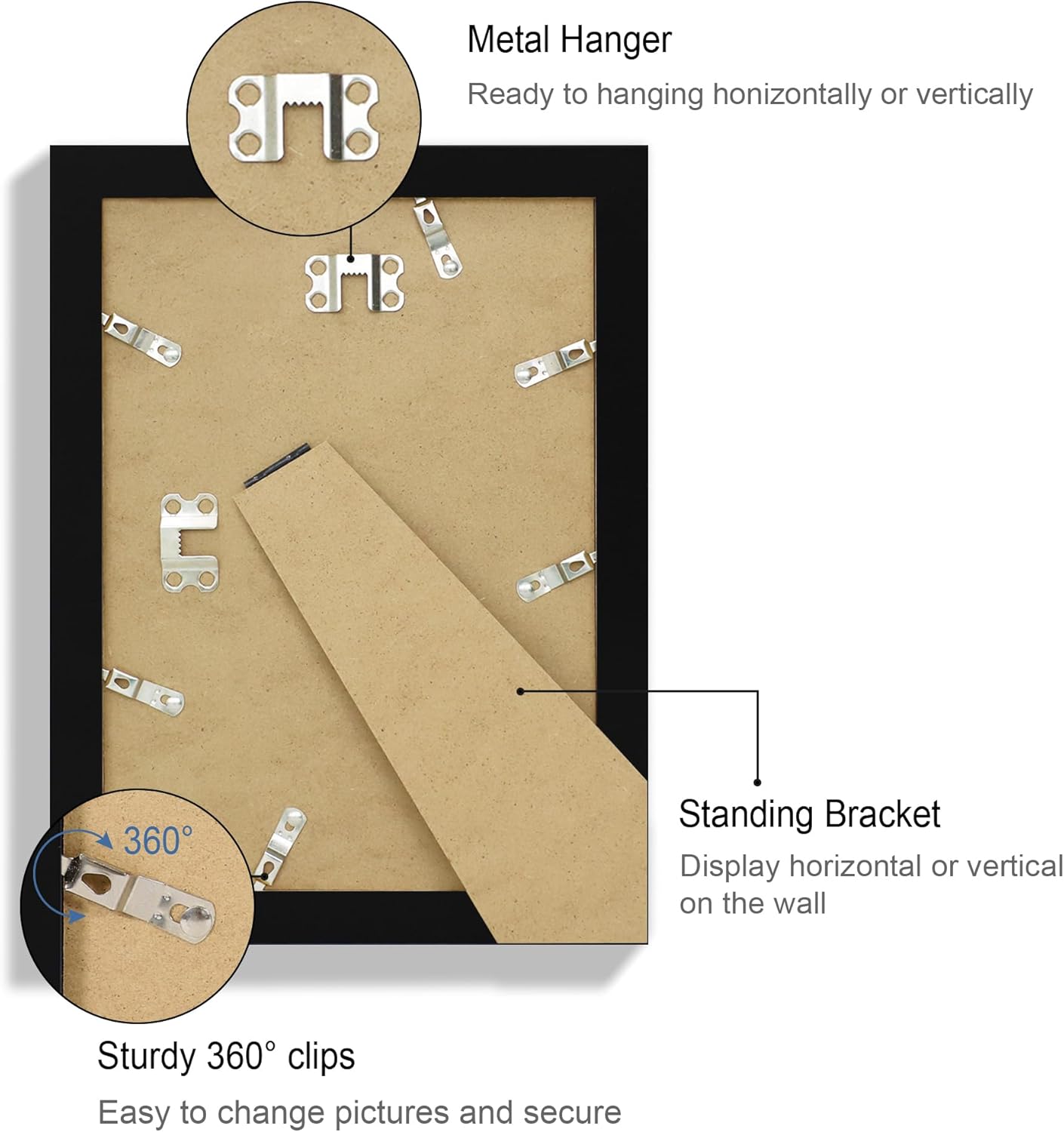 7x10 Picture Frame Set of 4, Made of Real Glass and Black Frame - Display Picture 5.5x8.5 with Mat or 7x10 Without Mat, 7 by 10 Photo for Wall or Tabletop