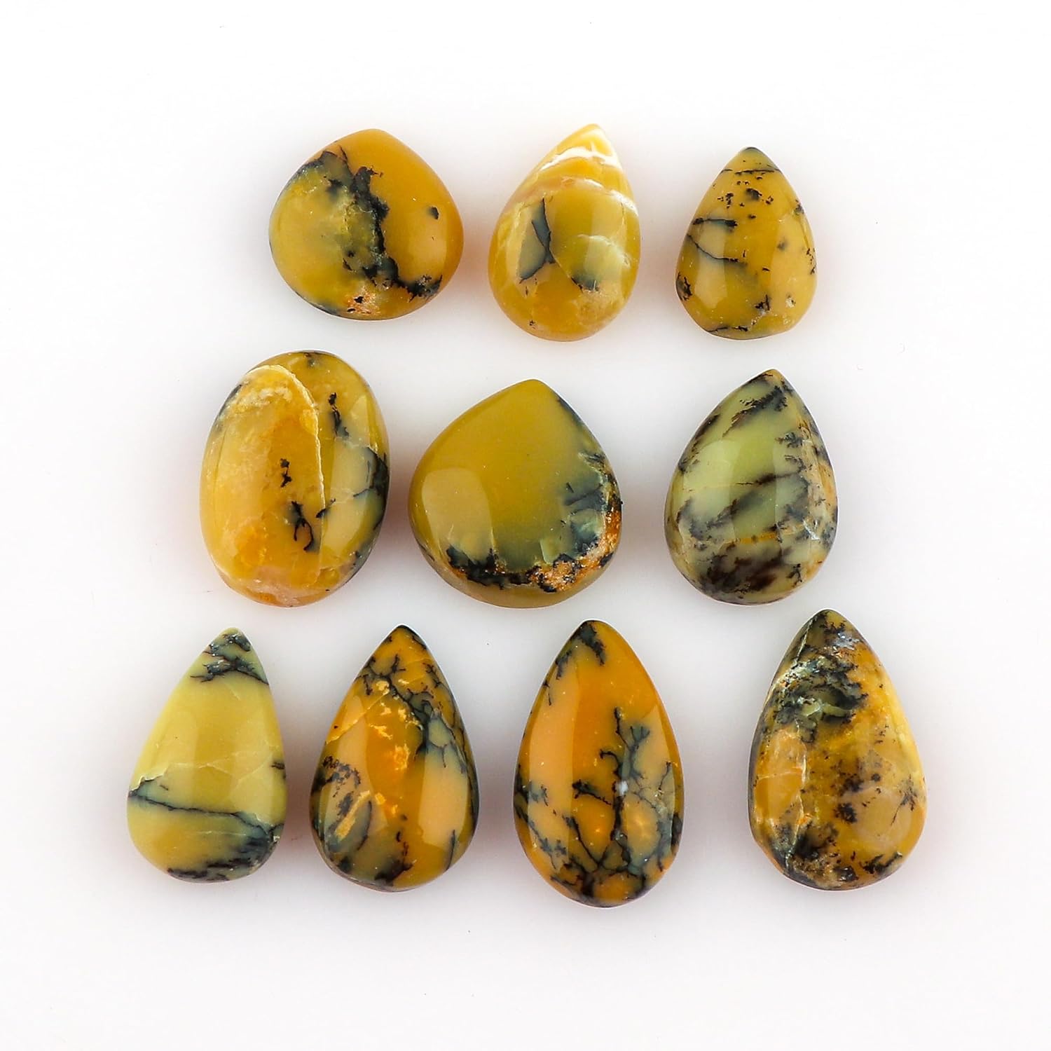 CRYSTALIS Wholesale 5pcs Natural Dendrite-Opal Loose Gemstone Bulk Cabochons Jewelry Making Supply, Chakra Healing Polished Stones, Wire Wrapping, DIY, Gem Collection, Mix-Shape