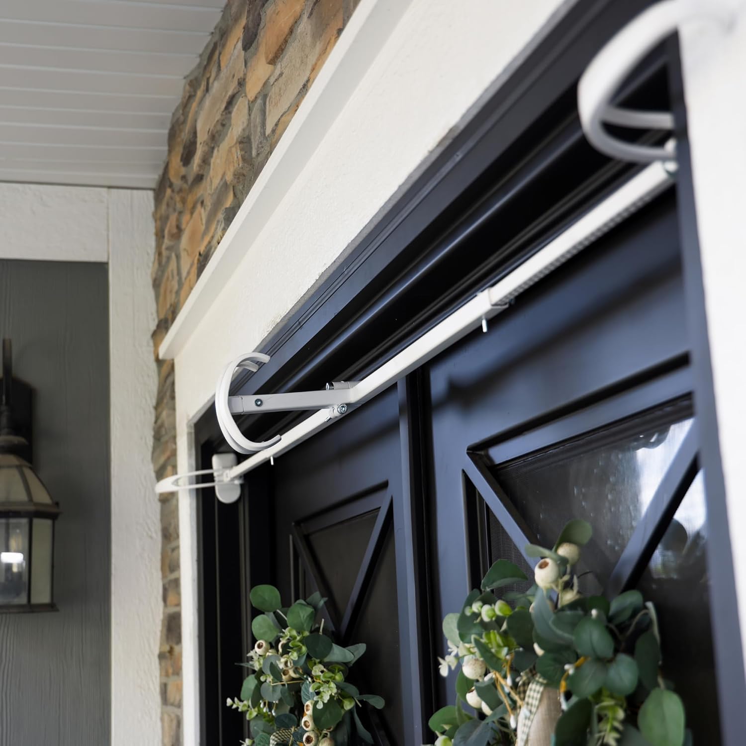 VILLAGE LIGHTING COMPANY [Front Door Garland Hanger] - Adjustable to Different Door Widths | Heavy-Duty Cast Iron | Decorative Christmas Decor | No Nails, Screws, or Damage