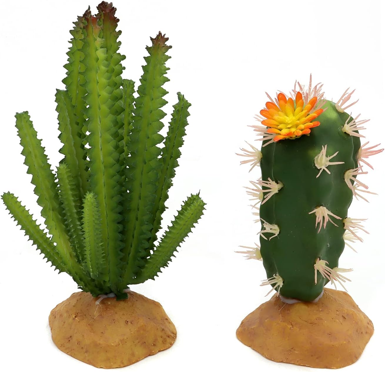 JIHAQUA Reptile Plants Succulent, Artificial Desert Rain Forests Plants for Lizard Bearded Dragon Chameleon Gecko Snake Amphibian Terrarium Decor (Set 2)