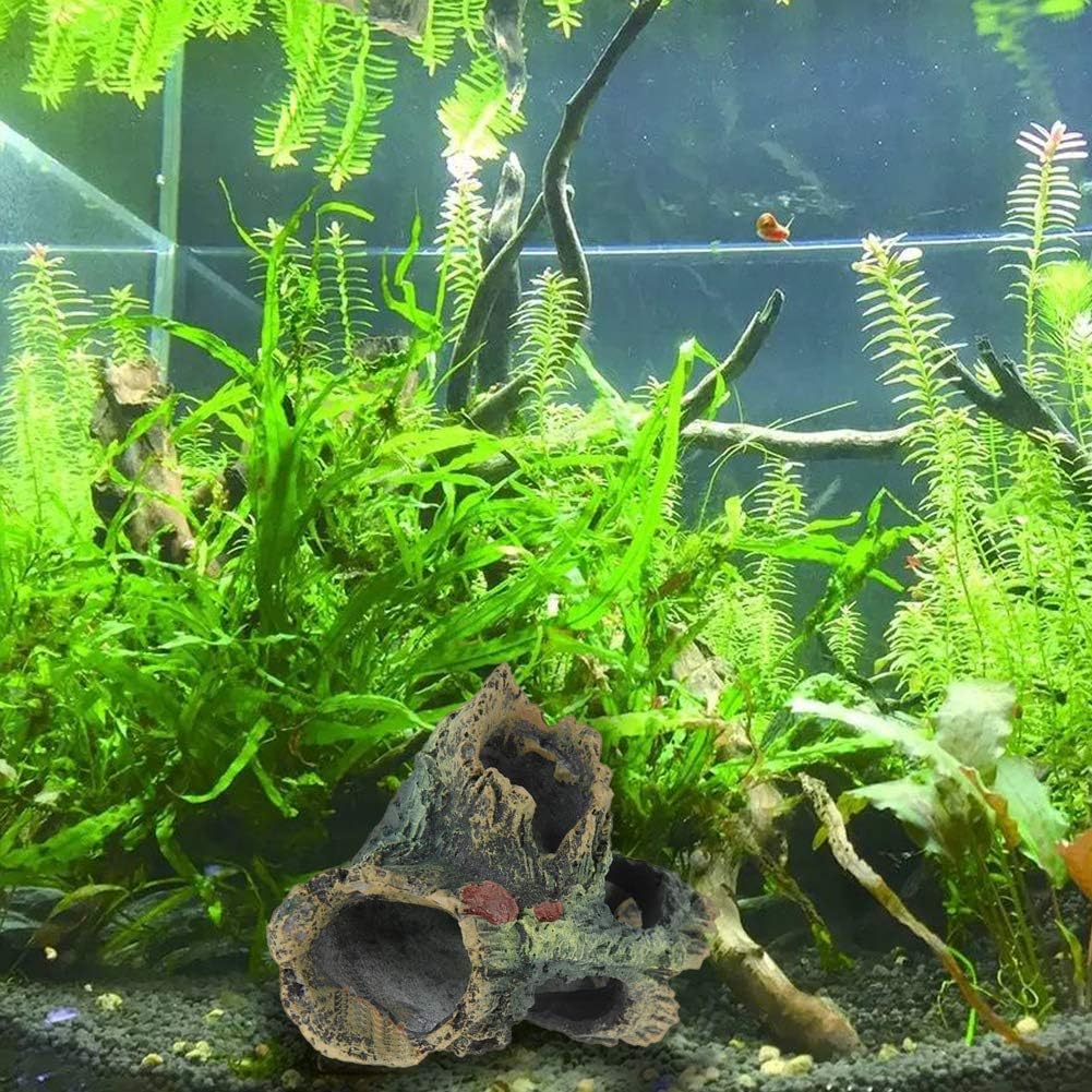Tfwadmx Decaying Trunk Aquarium Ornament, Betta Fish Hideout - Small Resin Aquarium Decoration Log with Holes & Caves