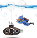 CousDUoBe 2.1 in Mini Floating Submarine Fish Tank Decoration Set，Cute Retro Submarine Set and Floating Diver,Aquarium Decorations Resinous Betta Fish Tank Accessories