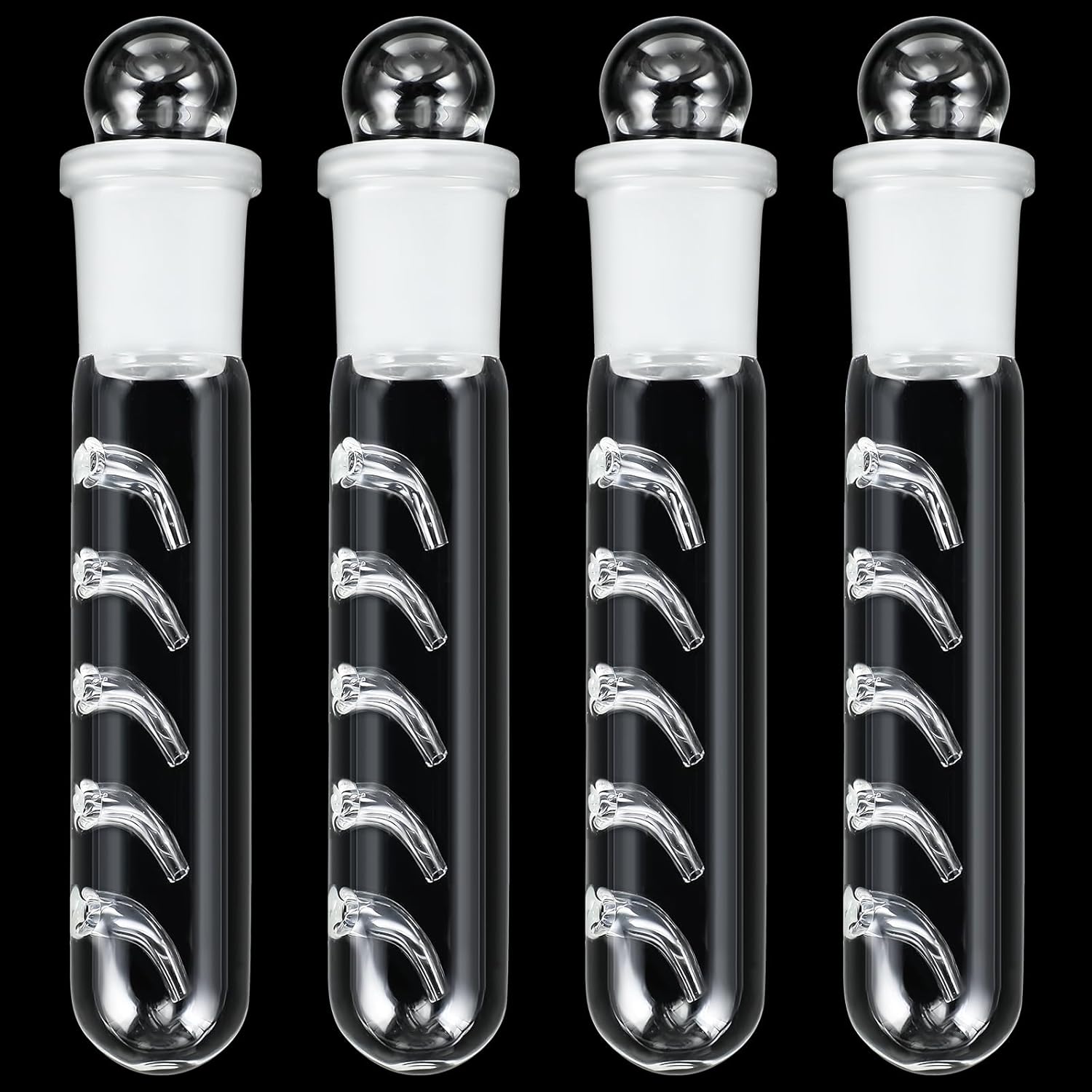 Qualirey 4 Pack Planaria Catch Trap for Aquarium Snail Leech Clear Glass Planaria Trap for Dwarf Shrimp Red Cherry Shrimp Tank(5 Holes)