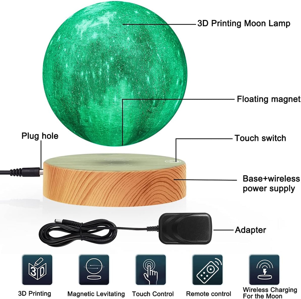 VGAzer Levitating Moon Lamp 5.9 Inch 16 Colors Galaxy Moon Lamp 3D Moon LED Light with Remote Control for Unique Gifts,Room Decor,Night Light,Office Desk Toys
