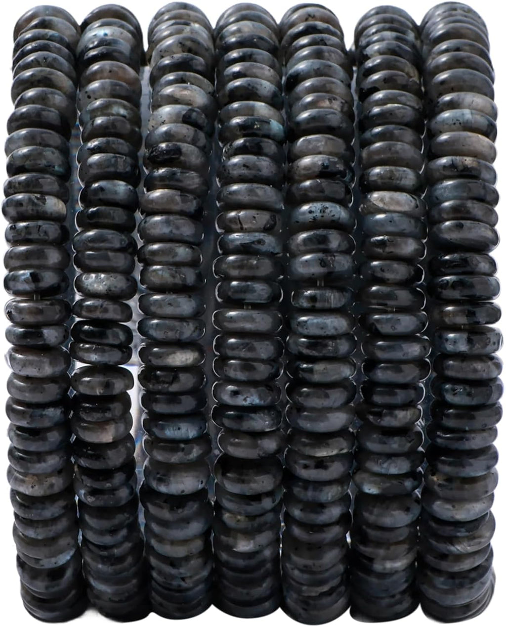Natural Black Spectrolite Disk Stone Spacer Beads 6x2mm 38cm/str Flat Rondelle Loose Semi Gemstone Caps for Making Bracelets Necklace