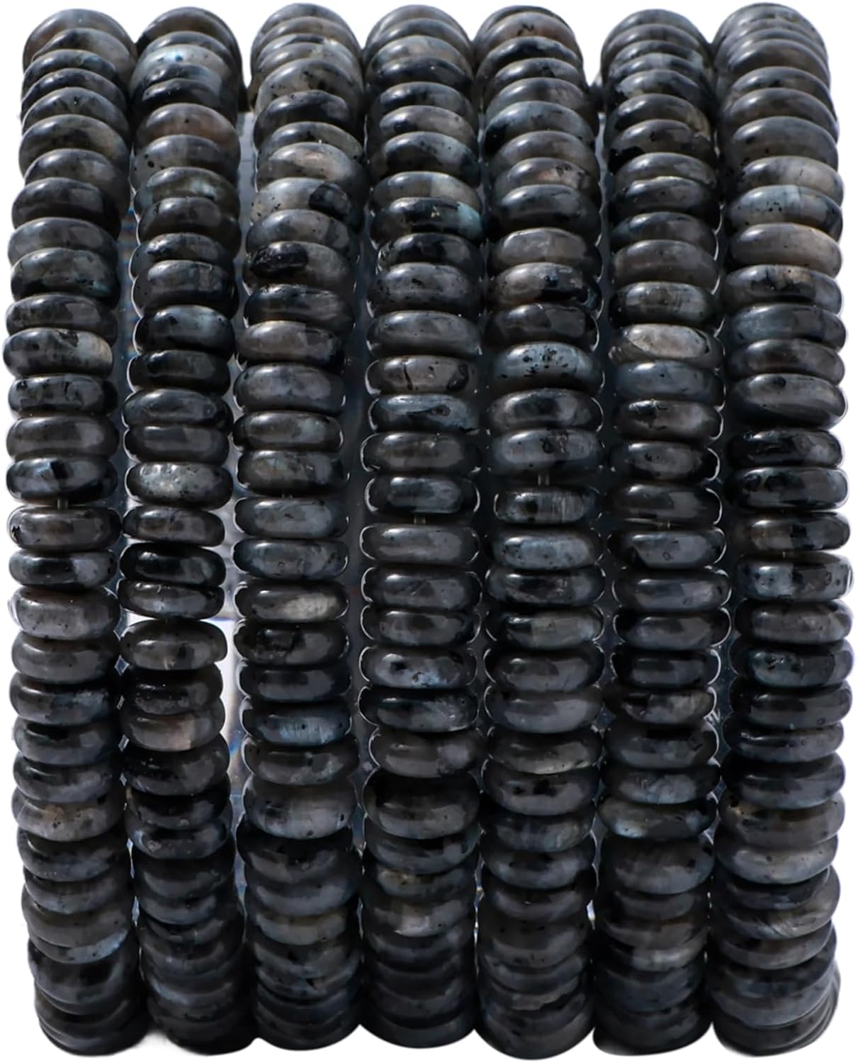 Natural Black Spectrolite Disk Stone Spacer Beads 6x2mm 38cm/str Flat Rondelle Loose Semi Gemstone Caps for Making Bracelets Necklace