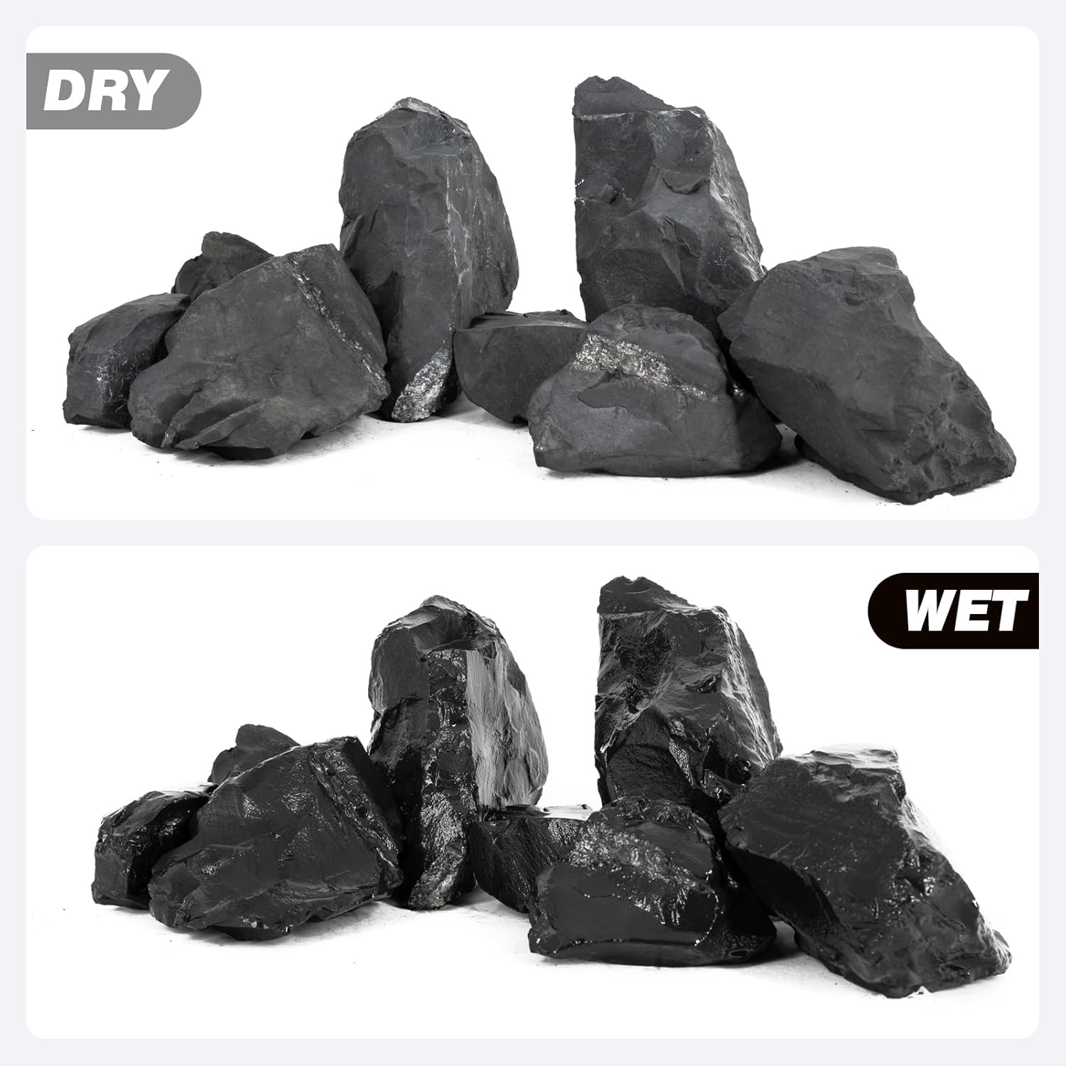 Unocho Fish Tanks Stone 20lb Natural Black Rocks for Aquariums Paludarium Decorative Aquascaping Stone for Reptile Terrariums Bonsai Gardens Indoor Outdoor(3"-9"-8pcs)