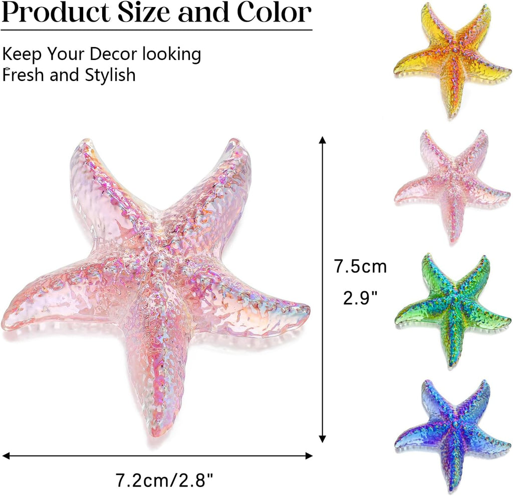 H&D HYALINE & DORA 2.8" Glass Starfish Figurine Handmade Blown Glass Starfish Figurine Tiny Crystal Sea Animals Ornament for Aquarium Decor(Pink)