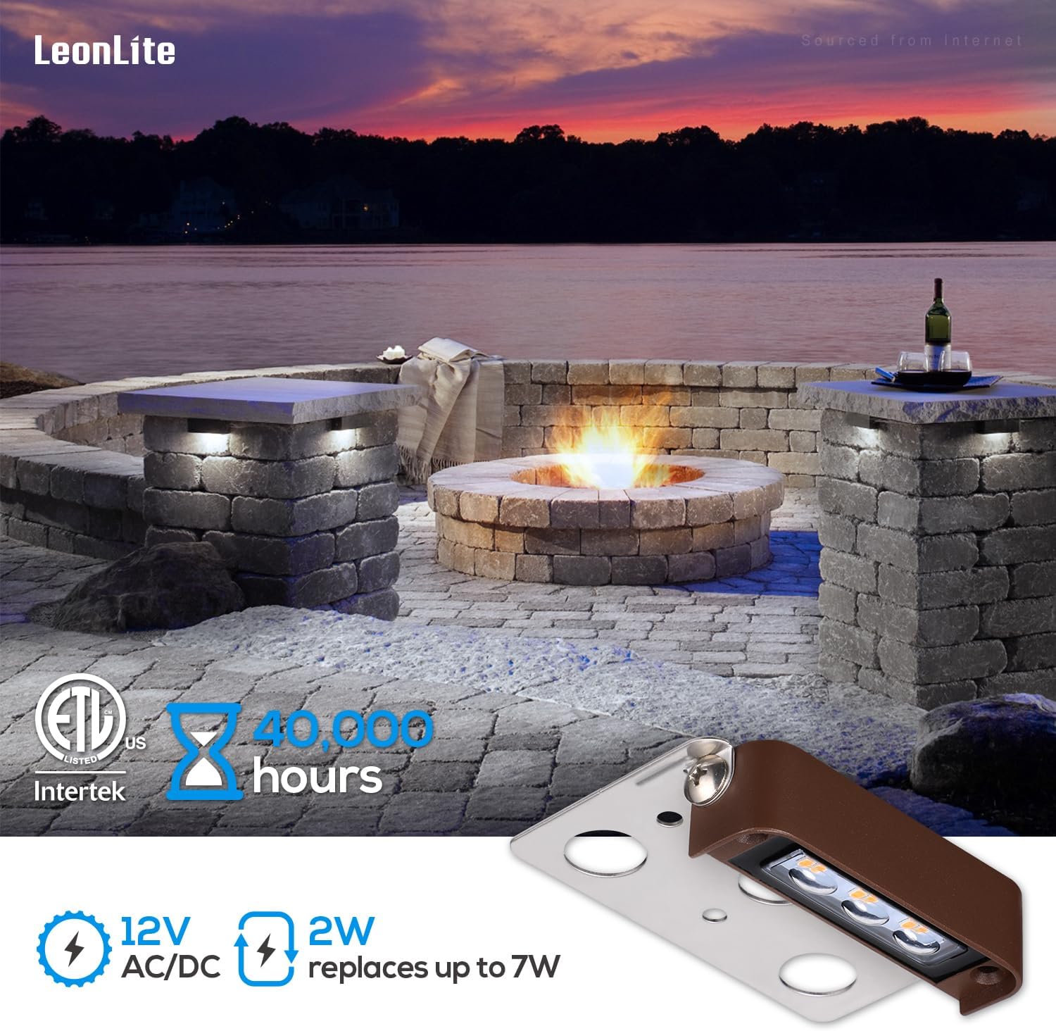 LEONLITE 8-Pack 4 Inch LED Hardscape Lighting, Update Retaining Wall Lights, LED Landscape Lighting, 12 AC/DC Paver Light Low Voltage, 2W Outdoor Step Lights, 5000K Daylight, ETL