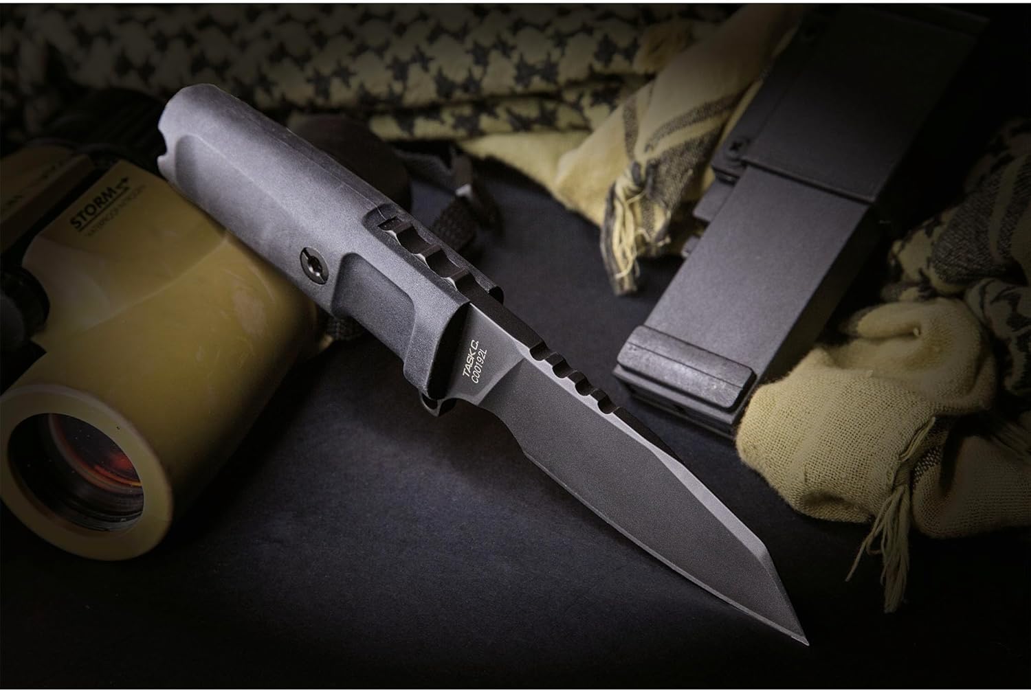 Extrema Ratio - Task C (Black) Fixed Blade Knife, Böhler N690 Steel Blade Hardened to 58 HRC, Burnished Finish, Full-Tang Design, Ergonomic Forprene Handle, Compact and Versatile, Precision Handcrafted in Italy, Reliable Outdoor Knife