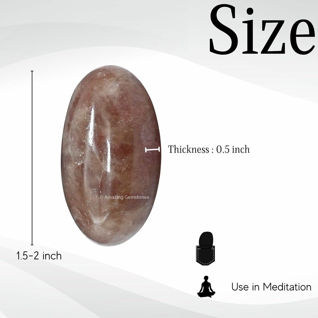 Amazing Gemstone Strawberry Quartz Crystals and Healing Stones - Large Palm Stone Crystals Piedra - Crystal for Good Luck, Positive Energy, Meditation - Unique Stocking Stuffers Gifts for Women, Men