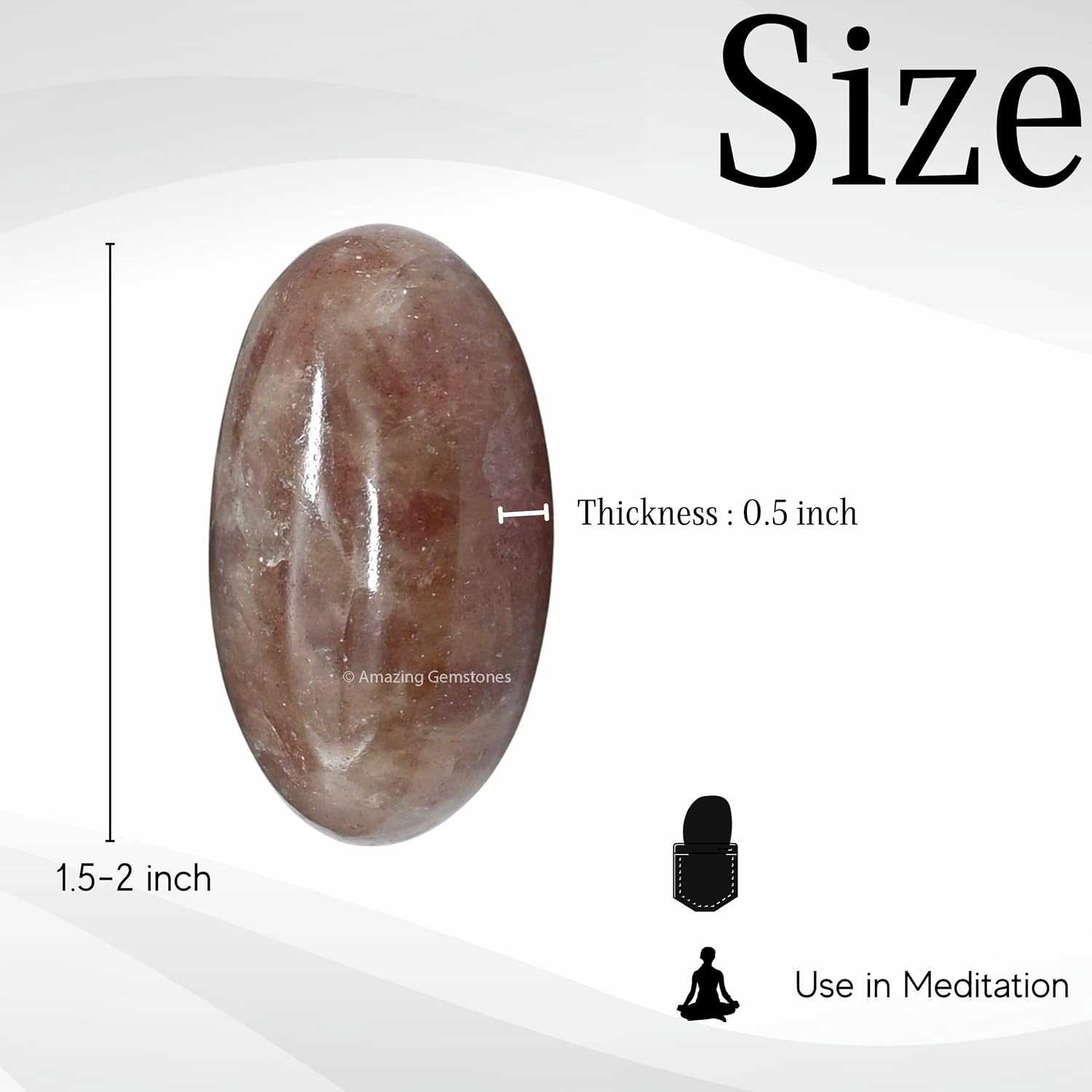 Amazing Gemstone Strawberry Quartz Crystals and Healing Stones - Large Palm Stone Crystals Piedra - Crystal for Good Luck, Positive Energy, Meditation - Unique Stocking Stuffers Gifts for Women, Men
