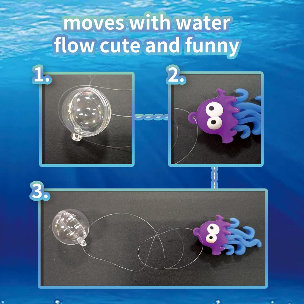 Aquarium Ornament, 2 Pcs Fish Tank Decorations Floating Decor Octopus with Floating Device,Cute Fish Tank Accessories for All Kinds of Simulated Underwater World