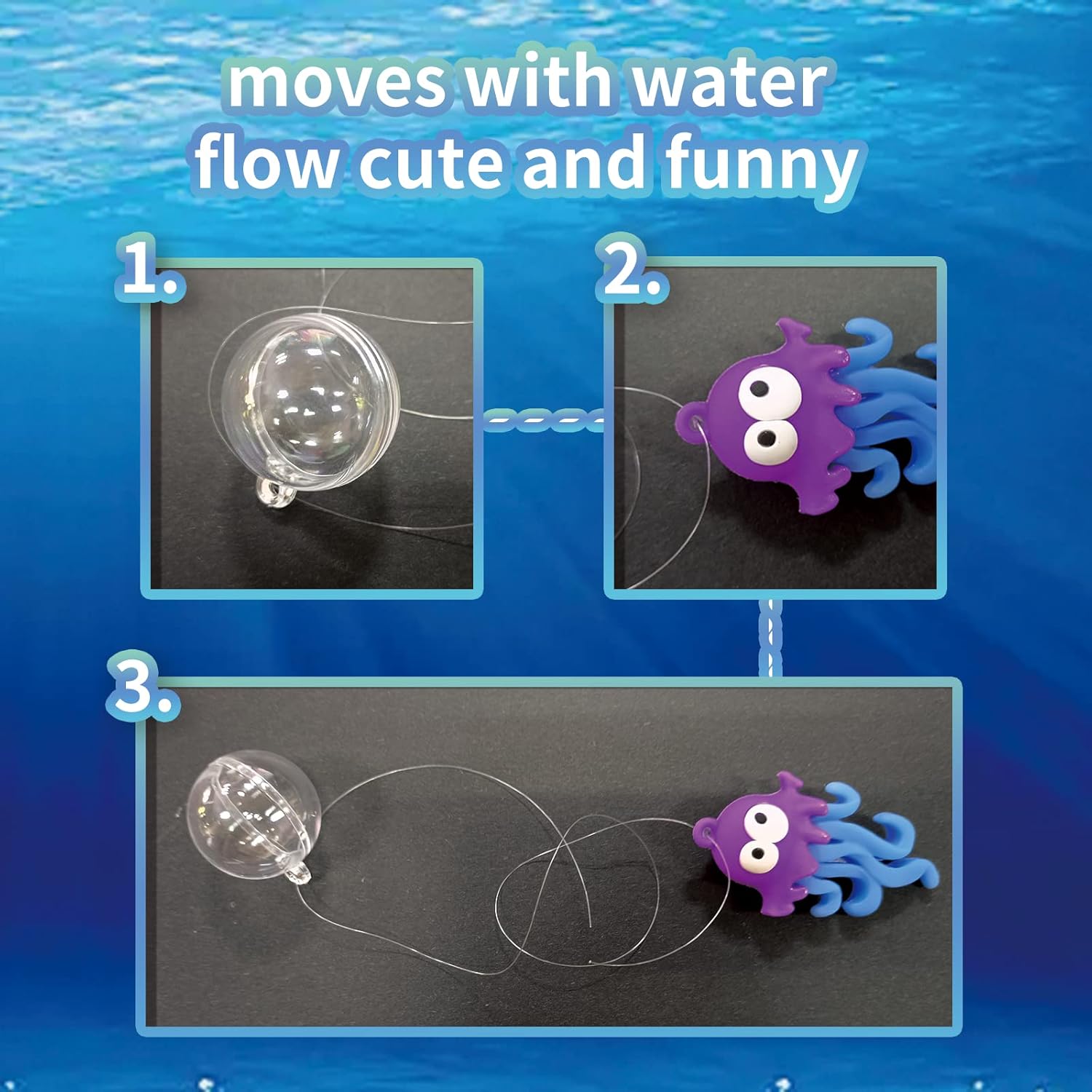 Aquarium Ornament, 2 Pcs Fish Tank Decorations Floating Decor Octopus with Floating Device,Cute Fish Tank Accessories for All Kinds of Simulated Underwater World