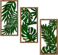 Oubasa Metal Palm Leaves Wall Decor, 3 Pcs Boho Palm Leaf Wall Art Bathroom Decor, Tropical Botanical Plant Art for Home Bedroom Decoration, 15.7 x 7.8 Inches