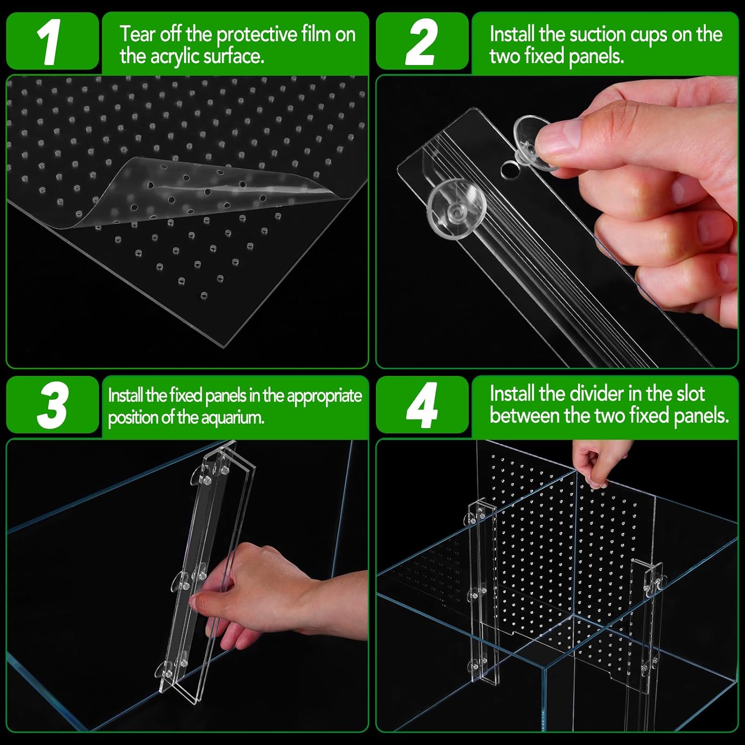 Adjustable Acrylic Aquarium Divider Set - Universal Fish Tank Separator for Multi-Purpose Fish Isolation (2 Sizes Optional (9.4''x11'')