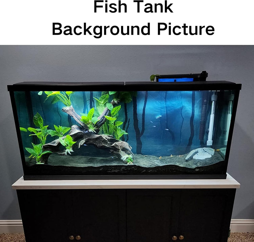ELEBOX Fish Backgrounds Paper Double Sides 3D Stone & Trees Aquarium Background Picture 19" x 48" Fish Tank Background