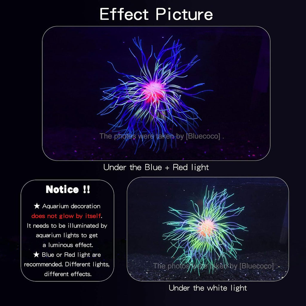 Soft Silica Gel Moves Naturally with Water Flow, Aquarium Decorations Glow in The Dark, Glowing Coral Ornaments for Fish Tank Decorations (Green, Fireworks)