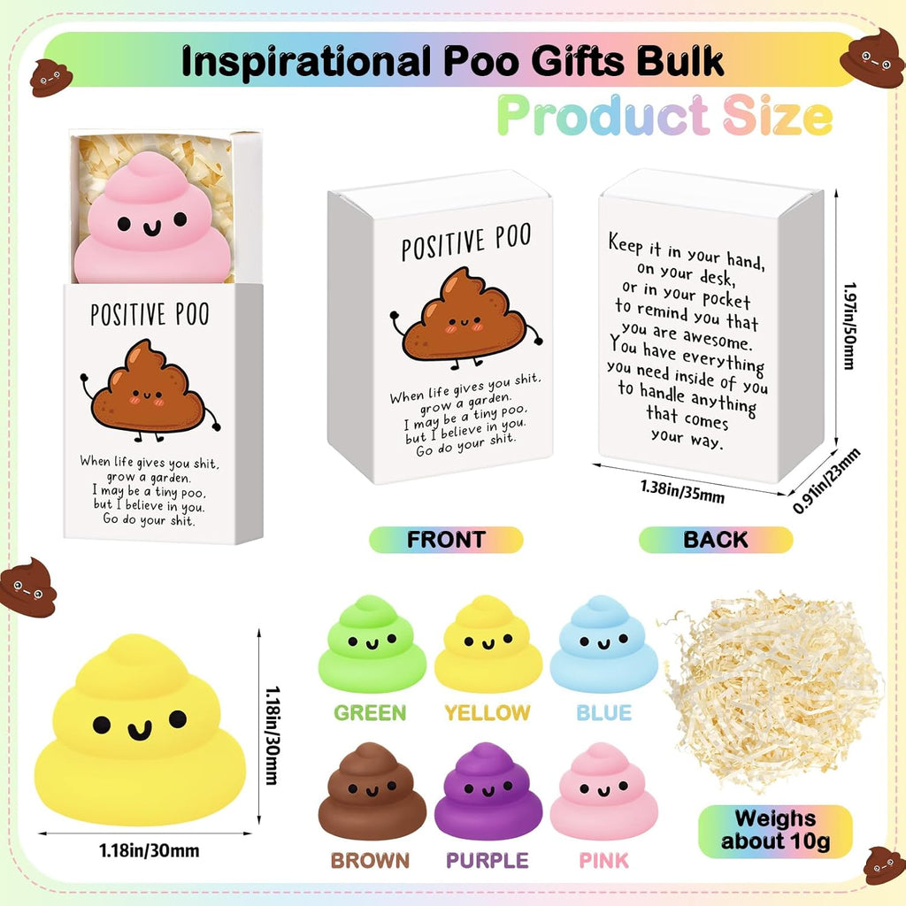 Wettarn 12 Sets Poo Gifts Positive Cute Stress Balls with Support Gift Boxes Funny Poop Party Favors for Employee Coworker Friends Office Inspirational Relief Toys