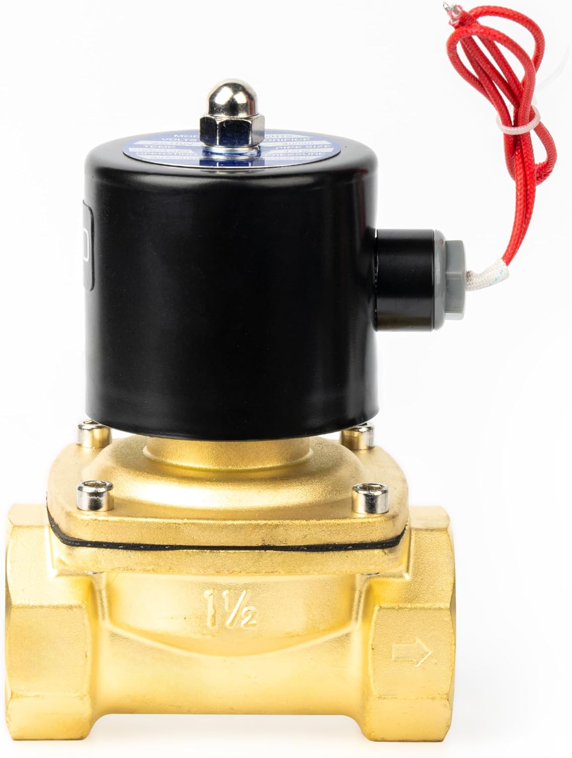 U.S. Solid 1-1/2" Solenoid Valve - 110V AC Brass Electric Solenoid Valve, Normally Closed, Viton Seal