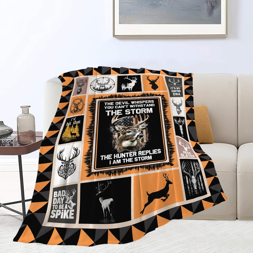 Deer Throw Blanket Hunting Deer Elk Stuff Gifts for Kids Girls Boys Adults Women Men Soft Cozy Warm Plush Fluffy Fuzzy Fleece Blanket Decor 40''X50''