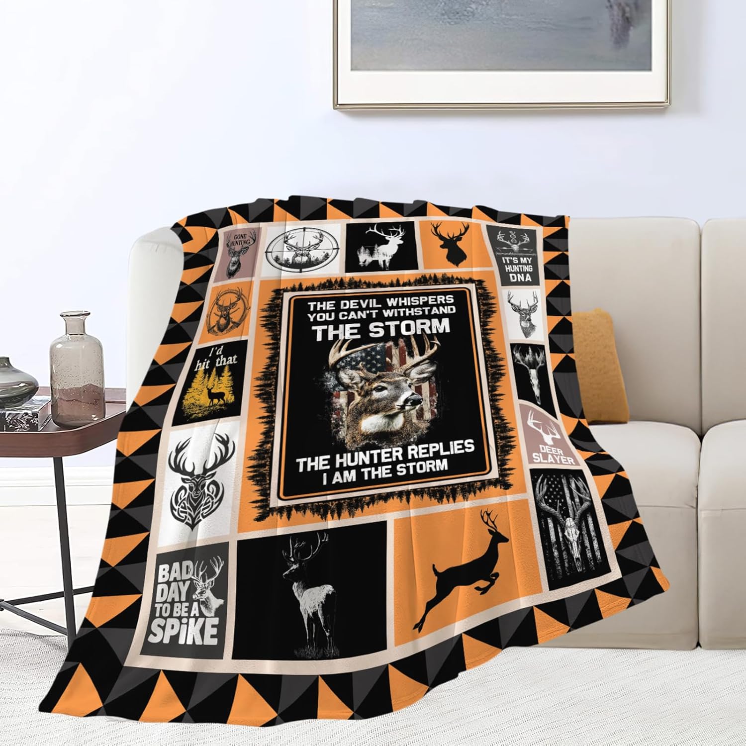 Deer Throw Blanket Hunting Deer Elk Stuff Gifts for Kids Girls Boys Adults Women Men Soft Cozy Warm Plush Fluffy Fuzzy Fleece Blanket Decor 50''X60''