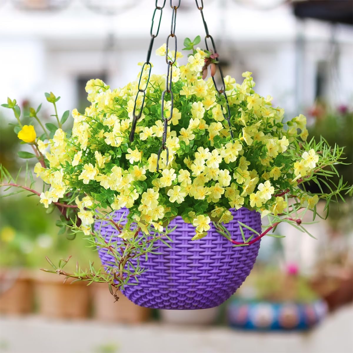 24 Bundles Artificial Flowers for Outdoors No Fade Fake Plants Faux Flowers for Spring Summer Decor, UV Resistant Artificial Outdoor Plants for Outside Planter Porch Balcony Patio Decor - Yellow