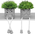MAKHOT 2 Pack Cute Artificial Succulent Plants with Gray Flower Pots, Fake Plants Succulent Window Sill Decor for Gift Choice, Mini Potted Succulents for Desk Shelf Bathroom Decoration