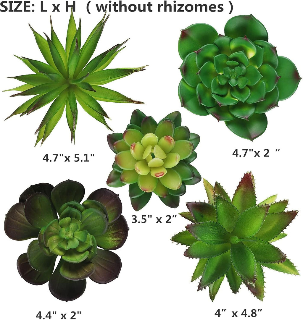 5 Pcs Faux Succulents Set, Realistic Fake Succulents, Artificial Hanging Ornaments Fleshed Plant Textured for Home Garden Wedding Party Christmas Decoration (Green)