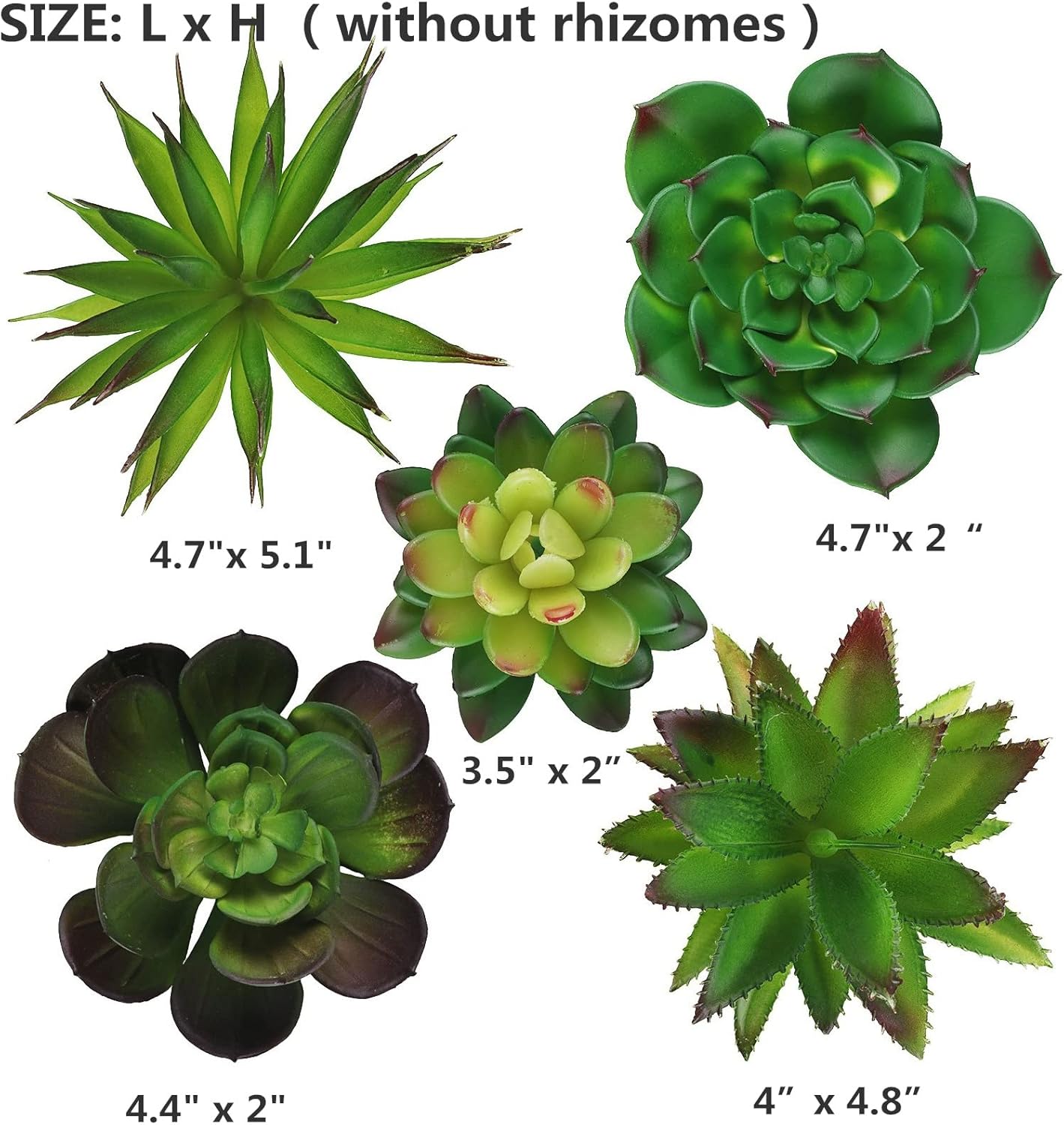 5 Pcs Faux Succulents Set, Realistic Fake Succulents, Artificial Hanging Ornaments Fleshed Plant Textured for Home Garden Wedding Party Christmas Decoration (Green)