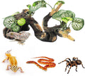 PINVNBY Branches for Reptiles,Crested Gecko Resin Climbing Tree Branch with Hideout Cave Bearded Dragon Tank Accessories Lizard Terrarium Habitat Plant Decorations for Snake Gecko Spider Frog(Green)
