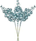 Red Berries, 14 Pack Artificial Berry Stems for Christmas Tree Decorations, Crafts, Holiday and Home Decor, 7.9 Inches (Light Blue)