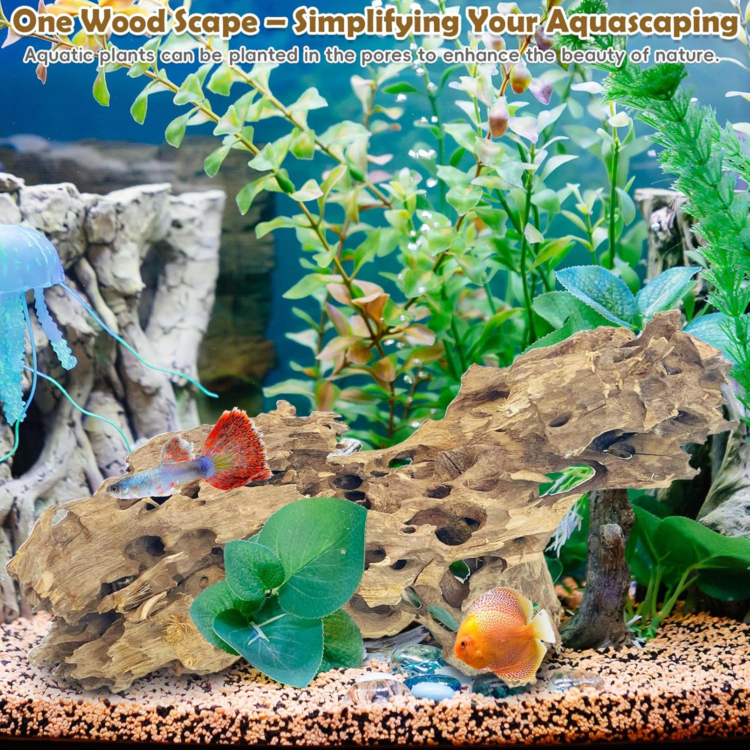 PINVNBY Natural Large Driftwood for Aquarium Reptile Terrarium Decor Decorations Assorted Branches Bearded Dragon Tank Accessories (11.5-16 inches/1 Pack)