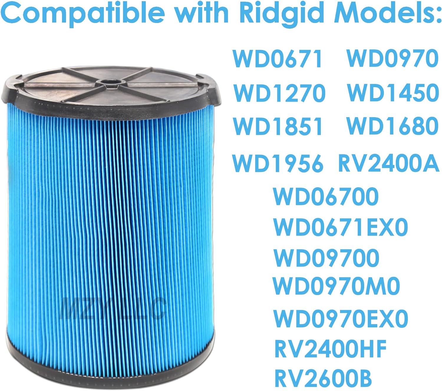 2 Pack VF5000 Replacement Filter for Ridgid for Shop Vac 6-20 Gallon Wet Dry Vacuums, 3 Layer Pleated Vacuum Filter Fits for WD1450 WD0970 WD1270 WD06700 WD1680 RV2400A