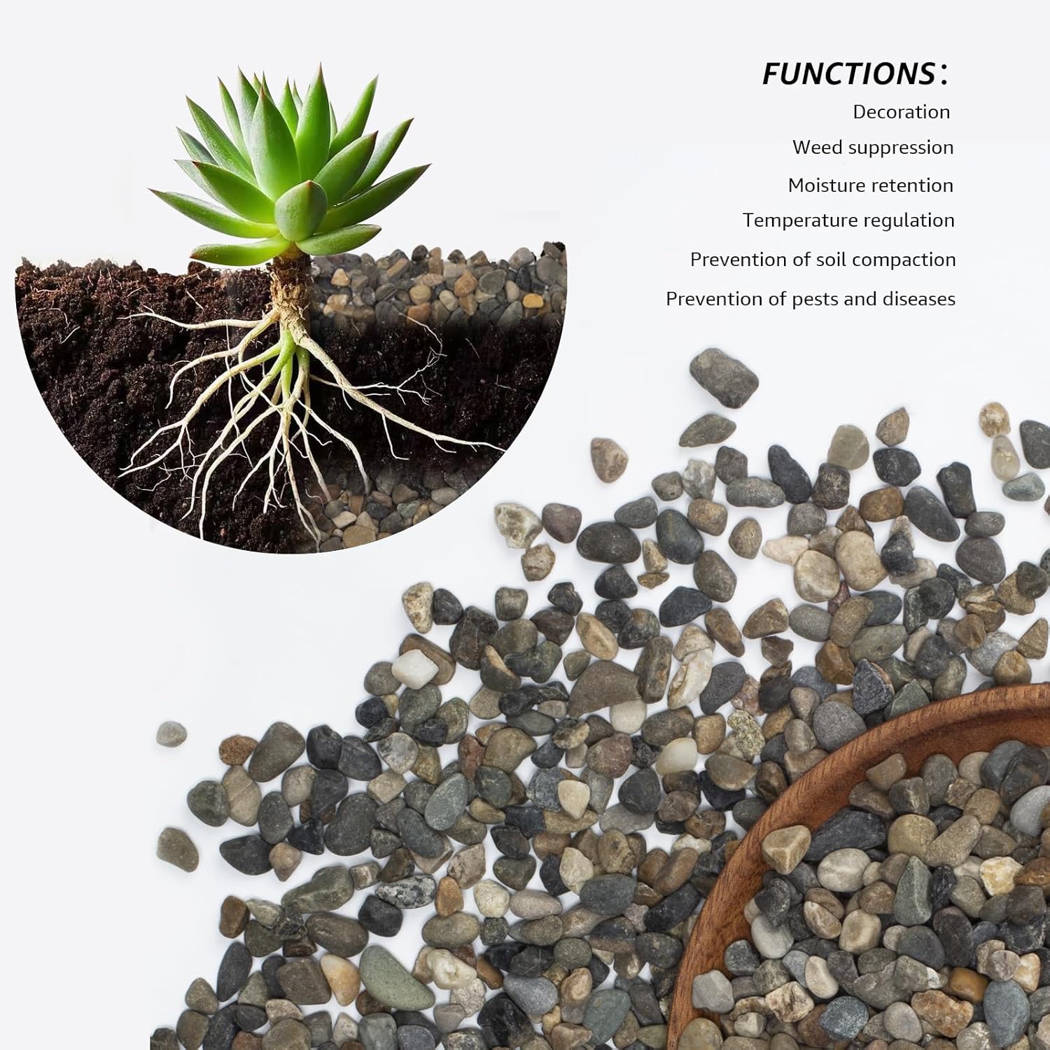 20lbs Coarse Sand Stone - Succulents and Cactus Rocks, Decorative Gravel for Plants and Vases Fillers，Terrarium, Fairy Gardening, Natural Stone Top Dressing for Potted Plants.