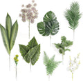 Serra Flora Artificial Greenery Spray Box Set(Pack of 30pcs) with 9 Kinds of Filler for Safari Jungle Hawaiian Luau Party Table Decoration Wedding Birthday Theme Party Decorations (Palm Leaves)