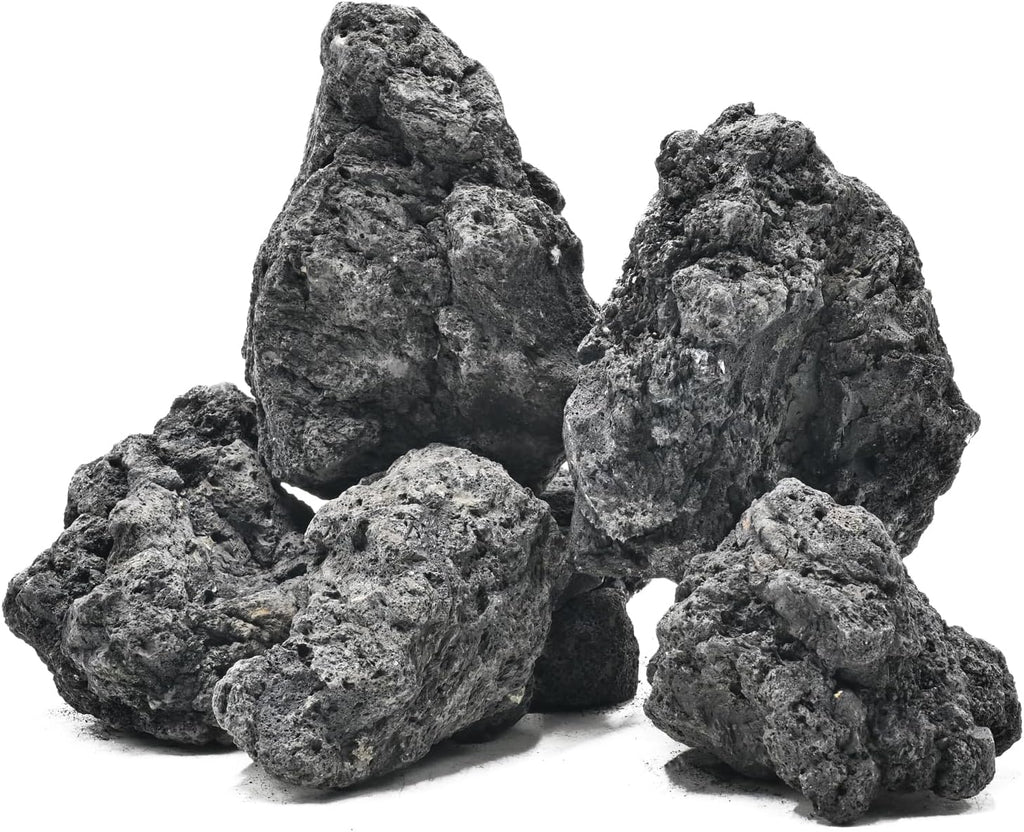 Black Lava Rock Natural Volcanic Stones 4"-7" Fish Tank Rocks for Aquariums,Shrimp,Betta,Aquascaping, Bonsai Substrate,Terrariums & Garden Landscape Rock-8lb 5pcs