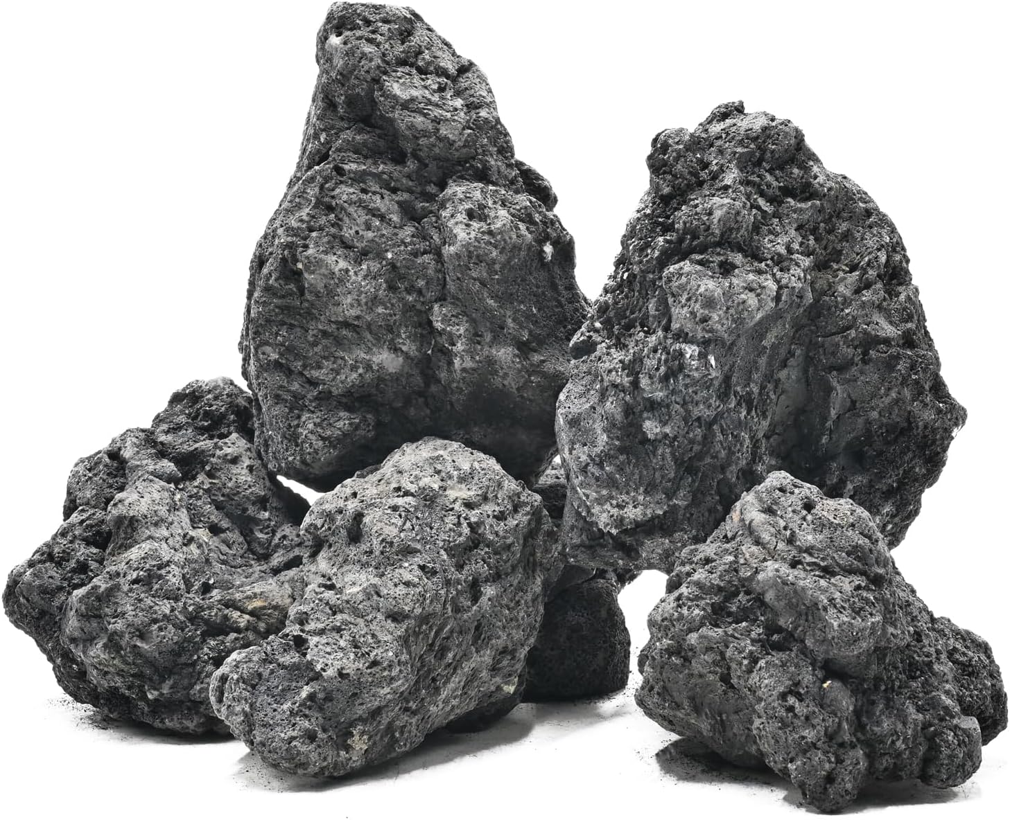 Black Lava Rock Natural Volcanic Stones 4"-7" Fish Tank Rocks for Aquariums,Shrimp,Betta,Aquascaping, Bonsai Substrate,Terrariums & Garden Landscape Rock-8lb 5pcs