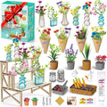 70 PCS Make It Miniature Brands Nature Garden Plants Set, Mini Botanical Collectibles, Tiny Paper Flower Bouquet DIY Craft Kit, with Wood Display Stand, Miniature Toy Gift for Kids and Adults