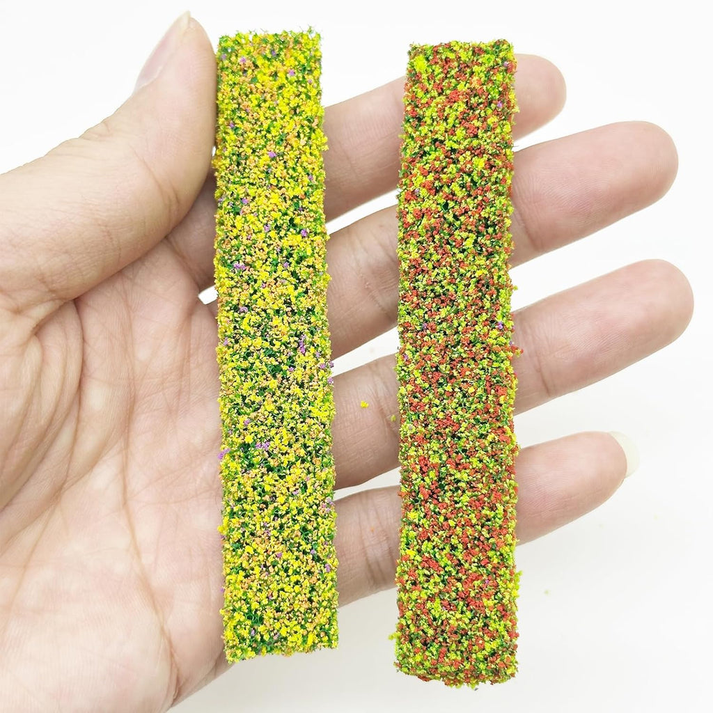 Woohome 7 Color Miniature Shrub Strips Static Grass Tuft Static Shrub Vegetation Groups DIY Miniature Colorful Flower Cluster for DIY Model Train Landscape Railroad Scenery