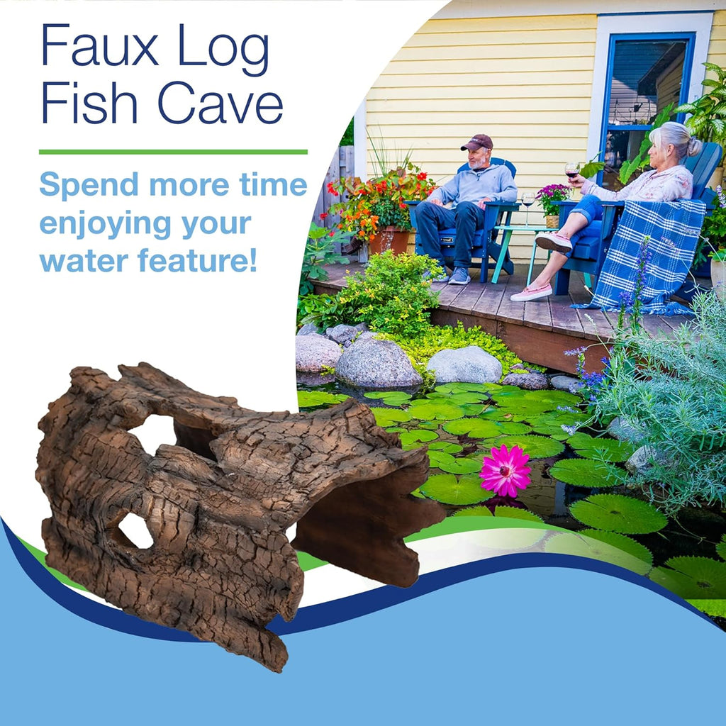 Aquascape Faux Log Fish Cave, Predator Control and Decorative Shelter for Koi and Fish, Ponds, Aquariums, and Terrariums, 78324