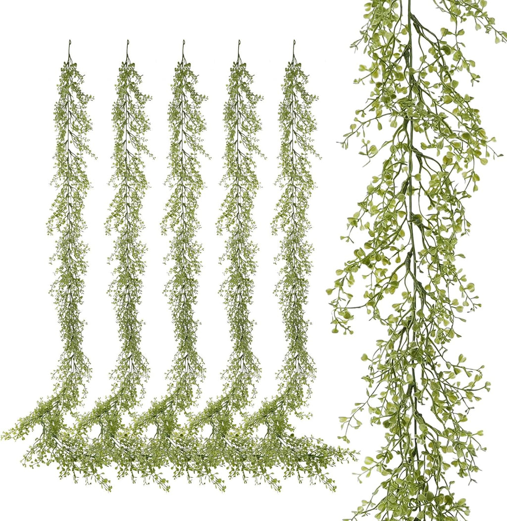6 Pack 5.57ft Artificial Greenery Garland, Leaf Garland for Room Decor, Garlands for Decoration, Fake Vines Hanging Plants for Home Bedroom Garden Wall Wedding Decor 039