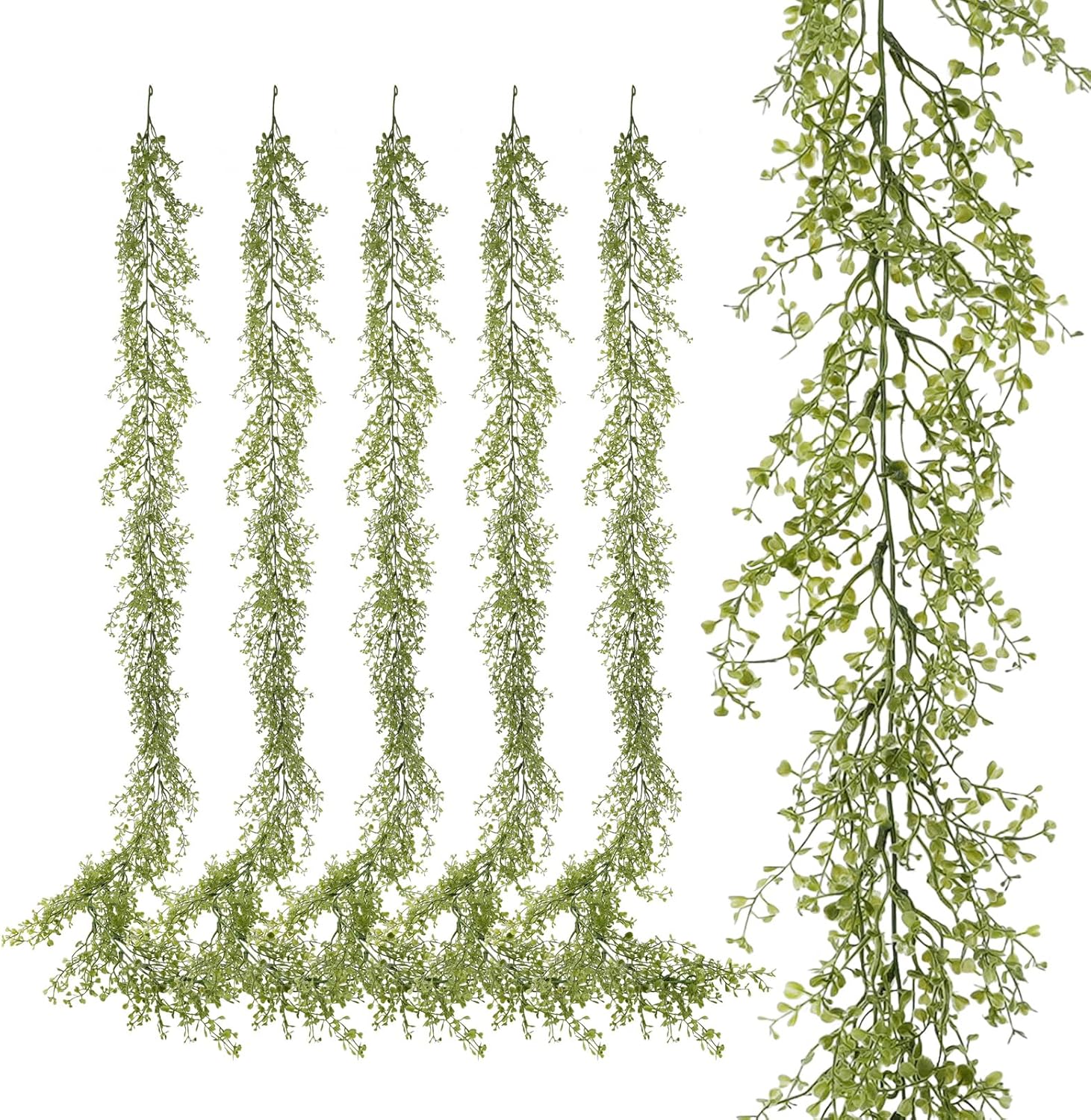 6 Pack 5.57ft Artificial Greenery Garland, Leaf Garland for Room Decor, Garlands for Decoration, Fake Vines Hanging Plants for Home Bedroom Garden Wall Wedding Decor 039
