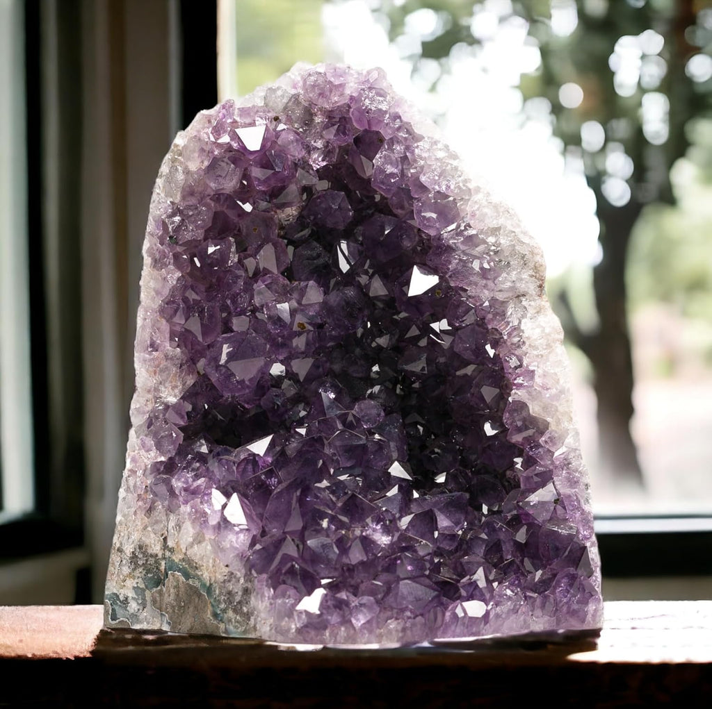 Natural Amethyst (0.5 lb to 1 lb) - 3" to 4.5" Height - Crystal Clusters Stone from Uruguay Raw Geode Quartz - Deep Purple Color