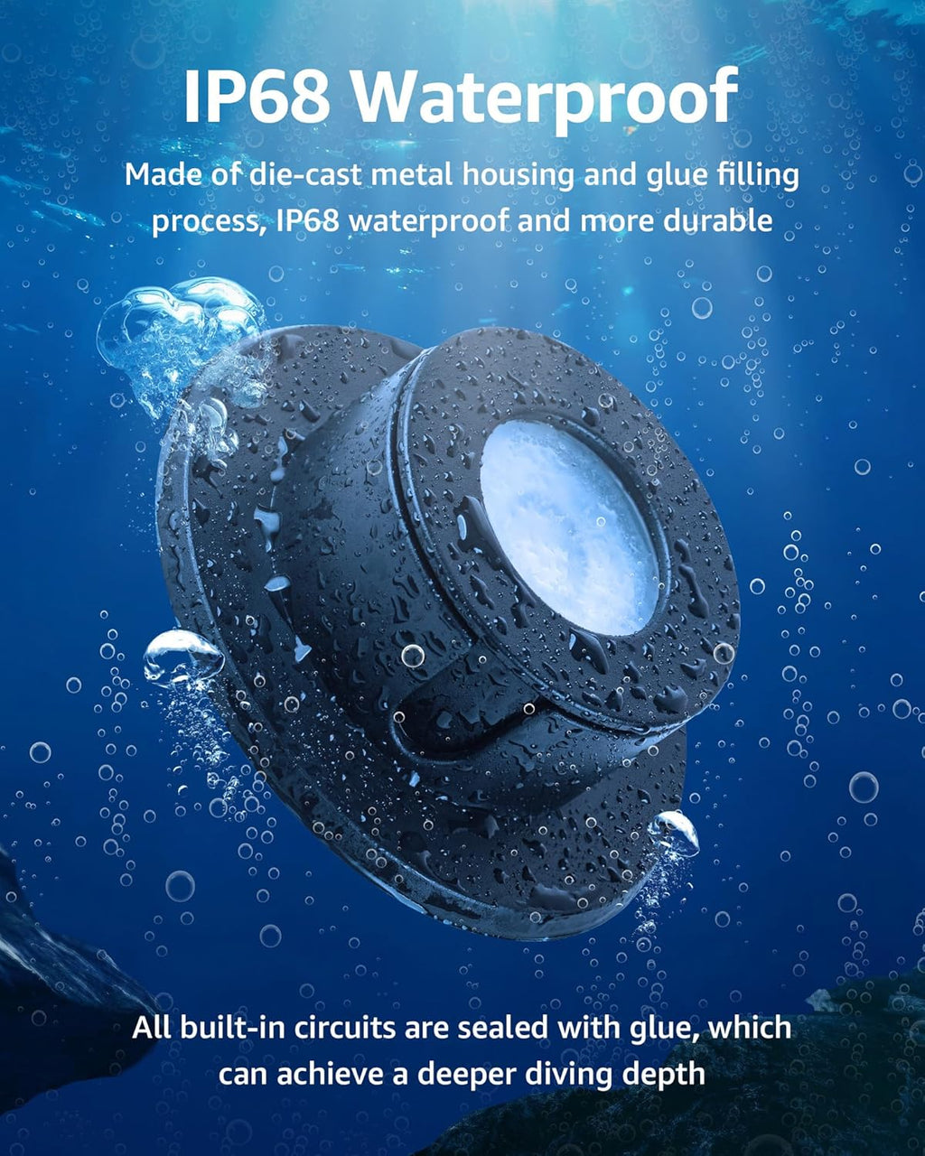 SUNVIE Pond Lights LED Underwater 3W Fountain Lights LED Underwater 12-24V AC/DC Low Voltage Pond Light 3000K Warm White IP68 Waterproof Underwater Ponds Light for Outdoor Ponds Fountains Waterfalls