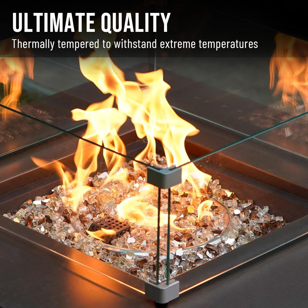 Skyflame 10-Pound Blended Fire Glass for Fire Pit Fireplace Landscaping - 1/4 Inch Reflective Tempered Fireglass Gold, Platinum, Copper