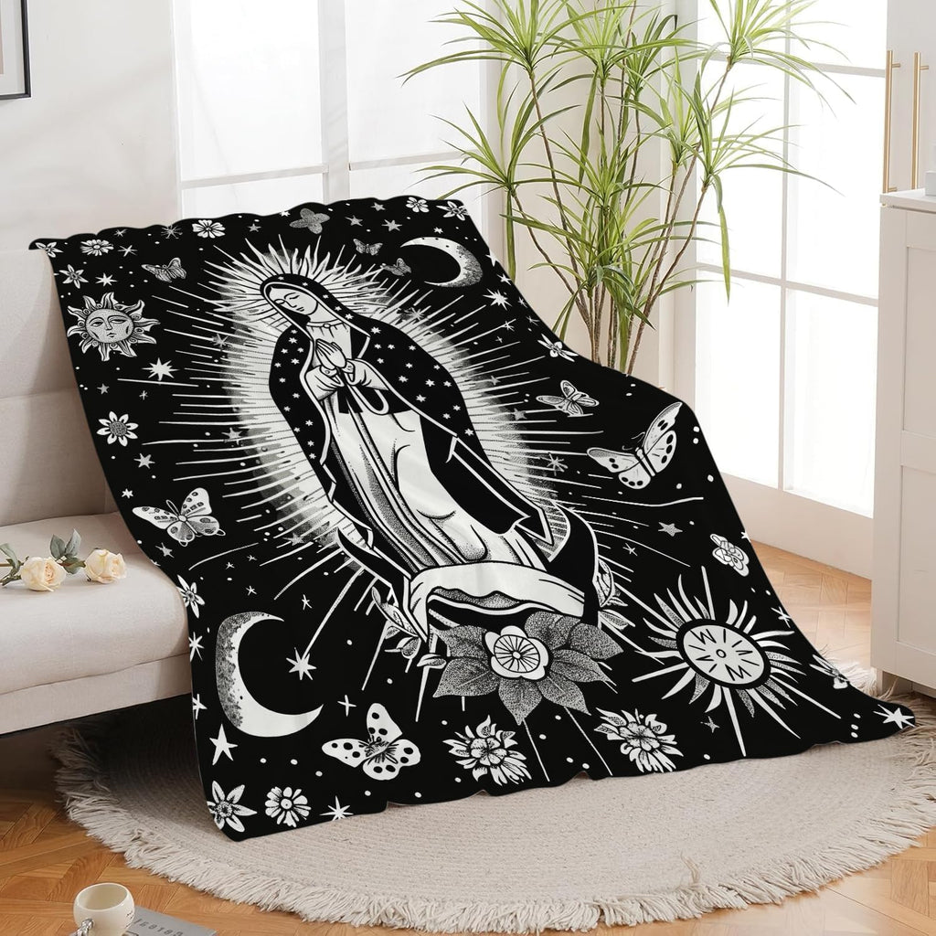 Virgin Mary Blanket Christian Faith Spiritual Prayer Scripture Throw Religious Catholic Gifts for Men Women Boys Girls Kids Adults Super Soft Cozy Plush Fluffy Fuzzy Fleece Blanket Decor 40''X50''