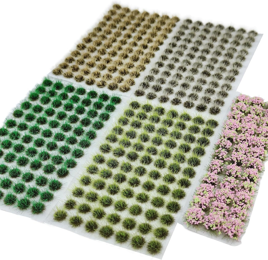 372 Pcs Static Grass Clusters, All Seasons Blend Miniature Grass Tufts for Railway Scenery, Train Layouts, Wargaming Terrain, Diorama Landscape