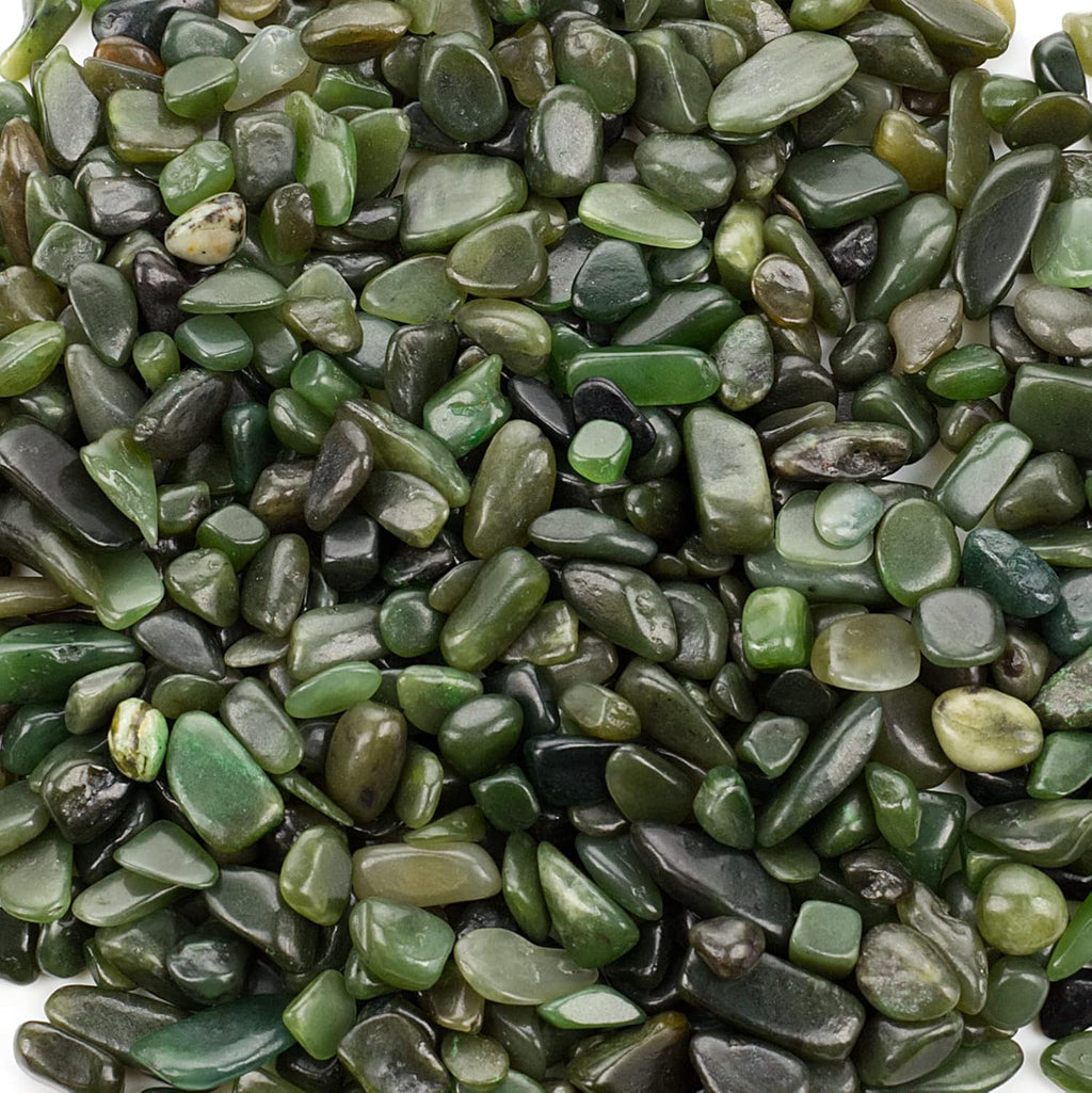 Cherry Tree Collection 1/2 Pound Polished Tumbled Gemstone Chips, Pebbles, Crystal Chips Bulk for Jewelry Making, Healing, Plants, Succulents, Aquariums, Decoration, Chakra (Nephrite Jade)